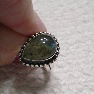 Stunning "LABRADORITE" Handmade Sterling Ring Size 7.25 #624B